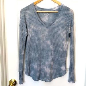 Soft & Sexy Ribbed Tie Dyed Long Sleeve Top Sz S
